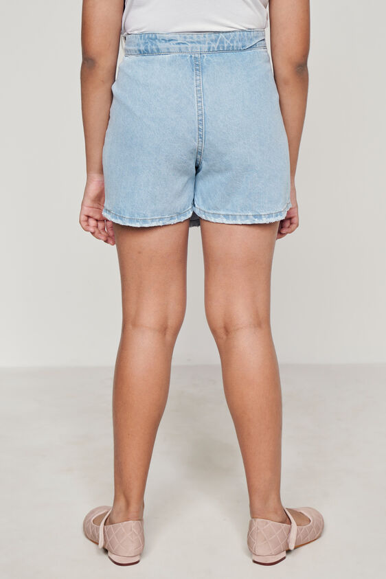 Light Blue Solid Straight Skirt, Blue, image 3